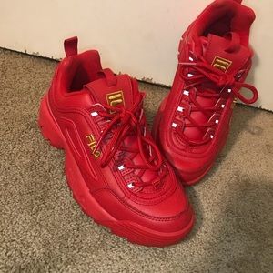 All Red Fila Disruptor